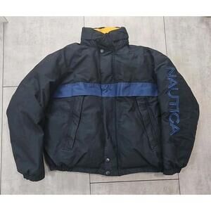 Vintage Nautica Reversible Down Puffer Jacket Mens Medium